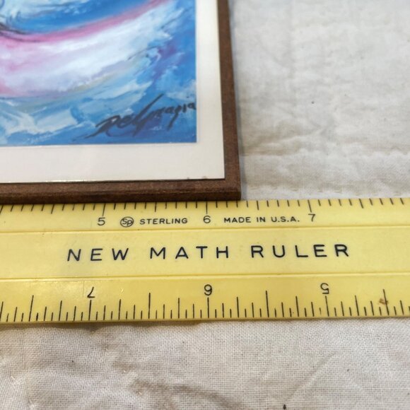 Vintage Signed Rafael Angel Ceramic Wall Art With Wooden Frame - Picture 14 of 16